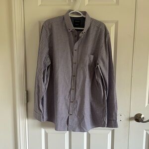 David Jones Size Large Pure Cotton Brown & Blue Checked Shirt